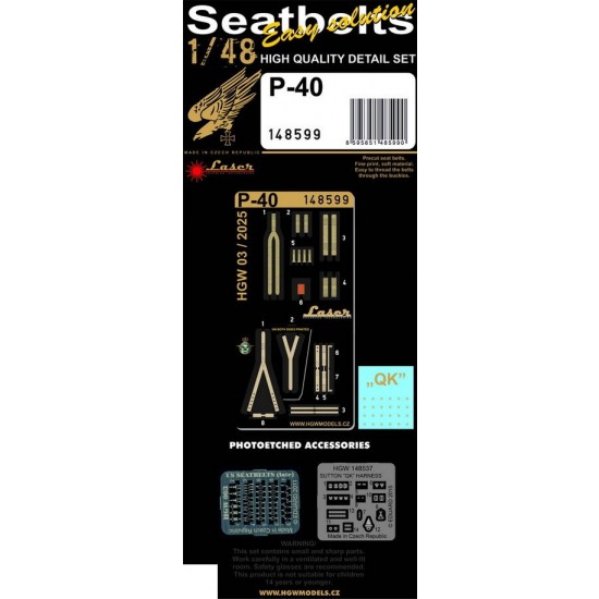 1/48 P-40 Microfibre Belts, Photo-etched Buckles