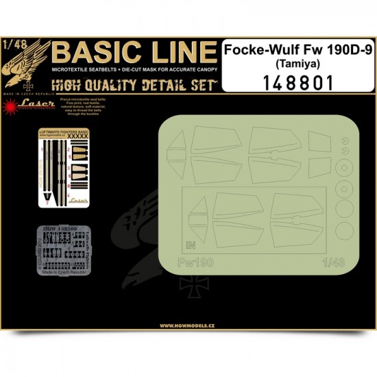 1/48 Focke-Wulf Fw 190D-9 Seatbelts (Laser Cut) and Paint Masks for Tamiya (Basic Line)