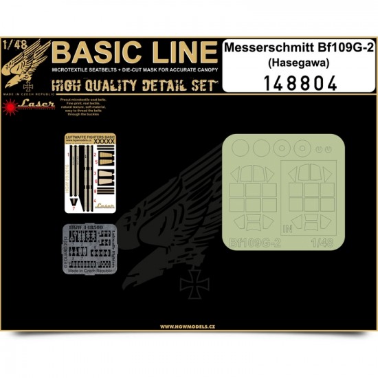 1/48 Messerschmitt Bf 109G-2 Seatbelts (Laser Cut) & Paint Masks for Hasegawa (Basic Line)