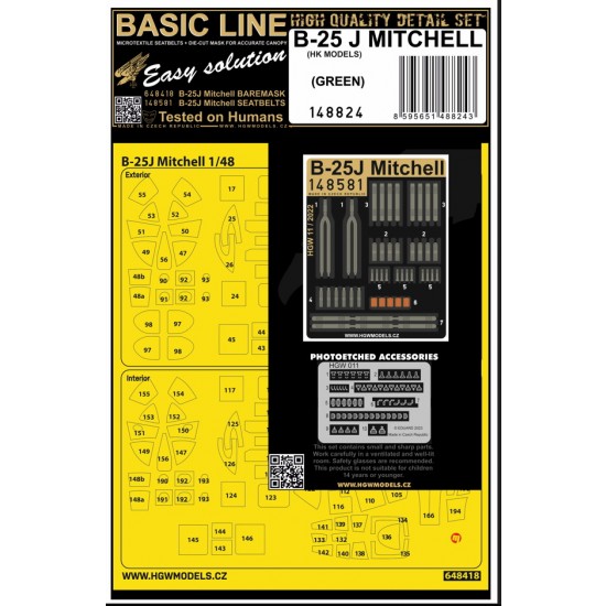1/48 B-25J Mitchell (green) Seatbelts & Masking for HK Models [BASIC LINE]