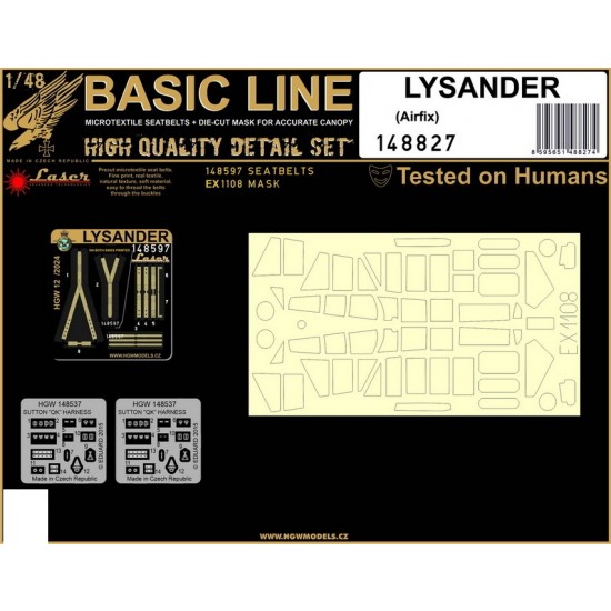 1/48 Lysander Seatbelts and Masks for Airfix kit [Basic Line]