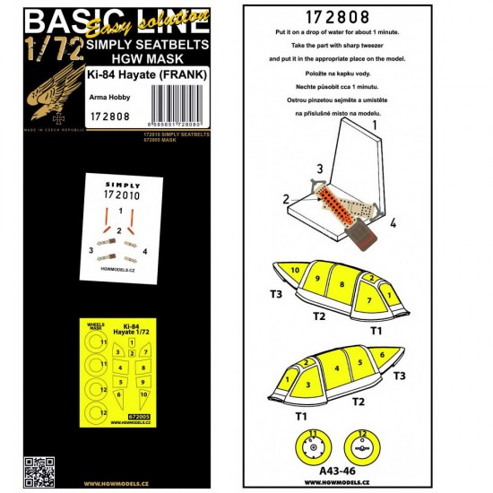 1/72 Ki-84 Frank Seatbelts & Masking for Arma Hobby Kit [Basic Line]