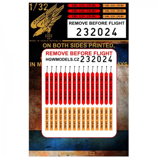 1/32 "Remove Before Flight" Both Sided Belts