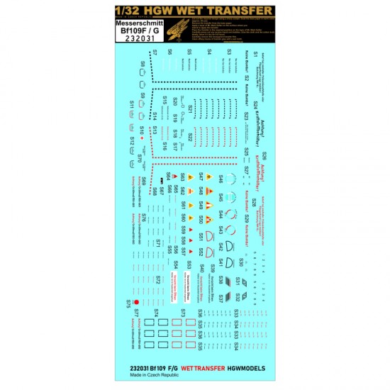 1/32 Bf109 F/G Stencils Decals