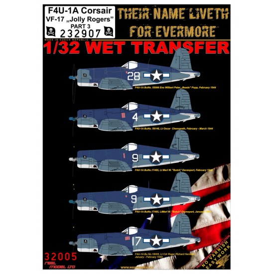 Decals for 1/32 Vought F4U-1A VF-17 "Jolly Rogers" Part. 3