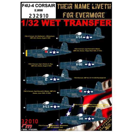 Decals for 1/32 WWII Vought F4U-4 Corsair (wet transfer)