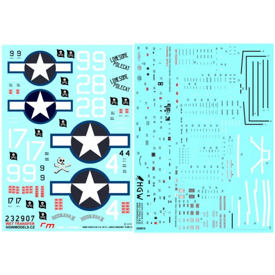 Decals for 1/32 Vought F4U-1A Corsair VF-17 "Jolly Rogers" Part. 3 (wet transfer)