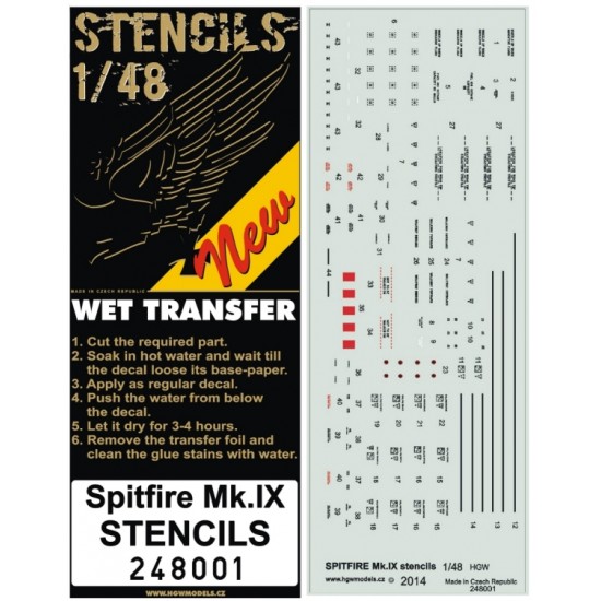 1/48 Supermarine Spitfire Mk.IX Stencils (water-slide decals)