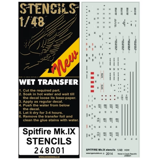 1/48 Supermarine Spitfire Mk.IX Stencils (water-slide decals)