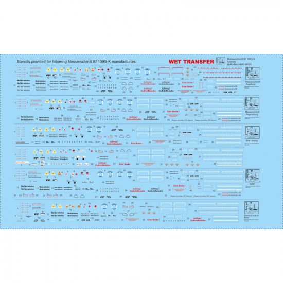 1/48 Messerschmitt Bf 109 Stencils (Wet Transfers)