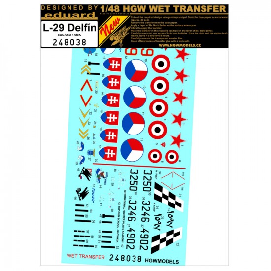 1/48 L-29 Delfin Stencils Vol.1 for Eduard/AMK kits (water-slide decals)