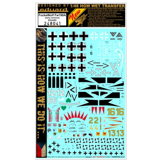 1/48 Focke-Wulf Fw-190A Markings (wet transfer decals)