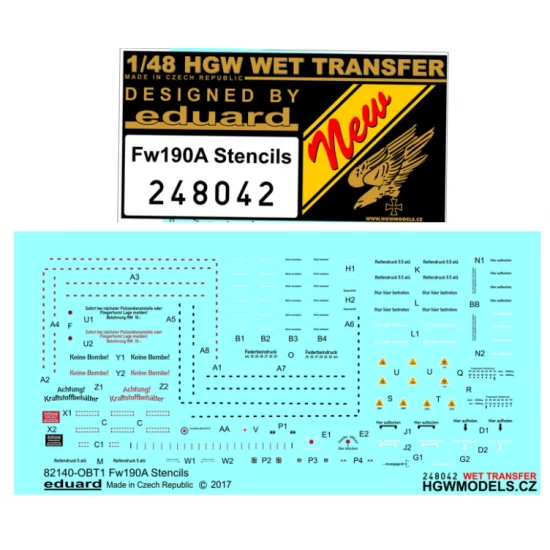 1/48 Focke-Wulf Fw-190A Stencils (wet transfer decals)
