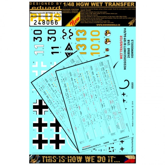1/48 Bf109 G-6/G-14 Reichsverteidigung Stencils & Markings Decals for Eduard kits PLUS