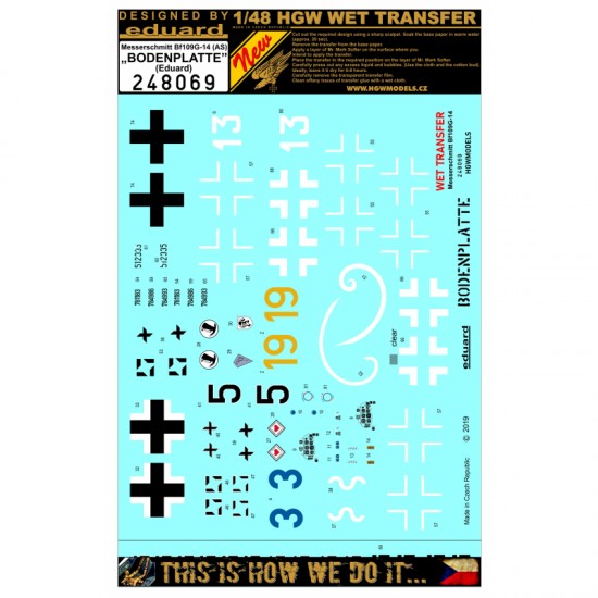 1/48 Messerschmitt Bf 109G-14 (AS) Marking Decals for Eduard kits (wet transfer)