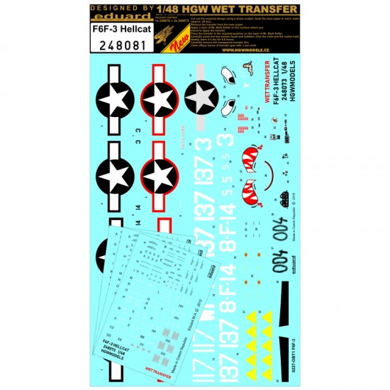 Decals for 1/48 Grumman F6F-3 Hellcat Markings & Stencils