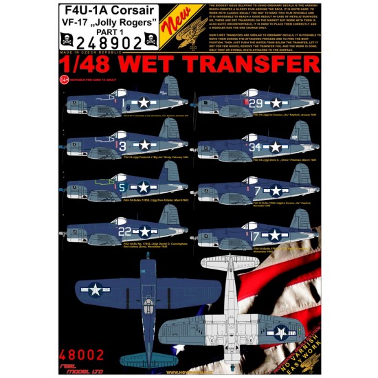 Decals for 1/48 Vought F4U-1A VF-17 "Jolly Rogers" Part. 1