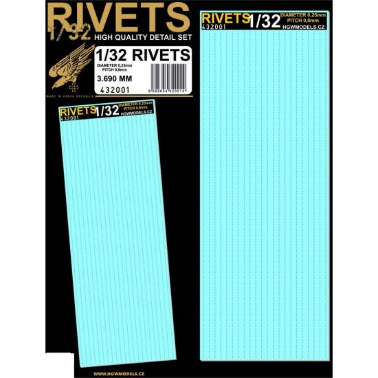 1/32 Positive Rivets Free Lines (diameter 0.25mm, spacing 0.8mm)