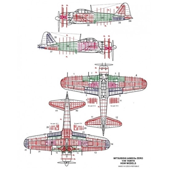 1/48 Mitsubishi A6M5/A6M5a Zero Positive Rivets for Tamiya kit (Complete Set)