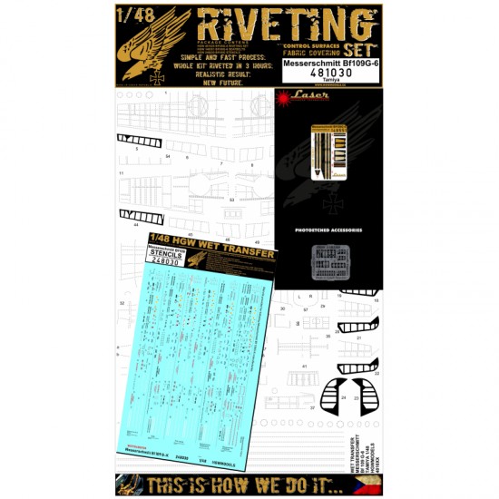 1/48 Messerschmitt Bf109G-6 Riveting Set for Tamiya kits