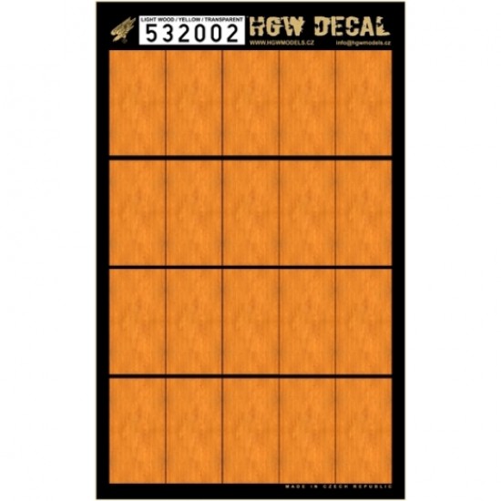 1/32 Light Yellow Wood Grain Transparent Decals (20pcs, A4 Sheet)