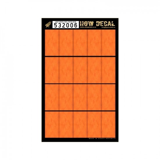 1/32 Light Red Wood Grain Base White Decals (20pcs, A4 Sheet)