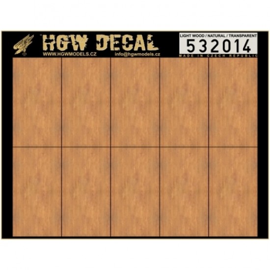 1/32 Natural Light Wood Grain Transparent Decals (10pcs, A5 Sheet)