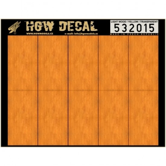 1/32 Light Yellow Wood Grain Transparent Decals (10pcs, A5 Sheet)