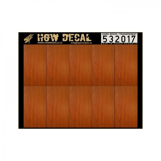 1/32 Dark Wood Grain Transparent Decals (10pcs, A5 Sheet)