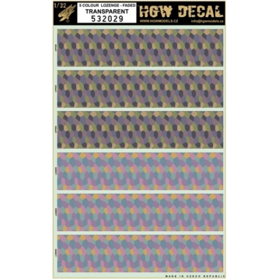 1/32 Faded Transparent Decals for Lozenge 5 Colours (A4 Sheet)