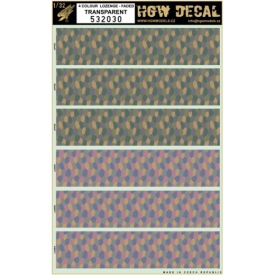 1/32 Faded Transparent Decals for Lozenge 4 Colours (A4 Sheet)