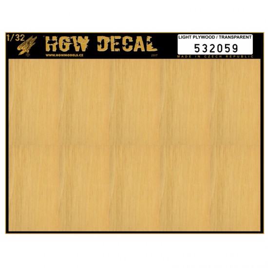 1/32 Light Plywood Transparent Decals (no grid, A5 sheet)
