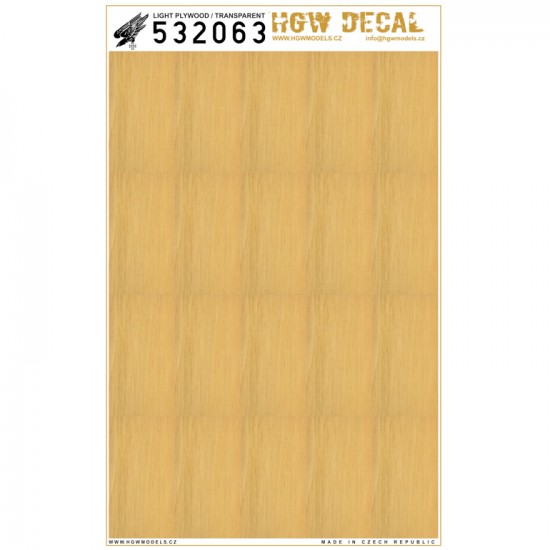 1/32 Light Plywood Decals (transparent, no grid, sheet: A4)