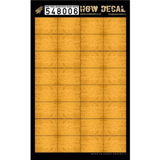 1/48 Bright Yellow Tone Pine Tree Wood Grain Base White Decals (32pcs, A4 Sheet) 