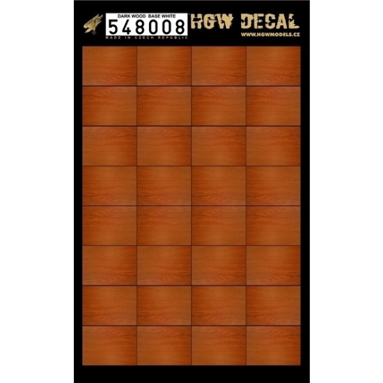 1/48 Dark Wood Grain Base White Decals (32pcs, A4 Sheet) 