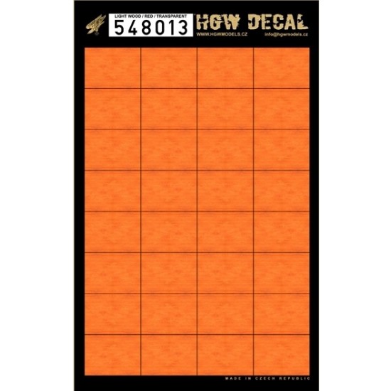 1/48 Red Tone Light Wood Grain Transparent Decals (32pcs, A4 Sheet)   