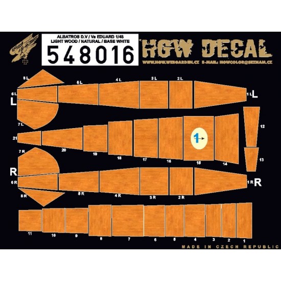 1/48 Albatros D.V/D.VA Base White Decals for Eduard kit