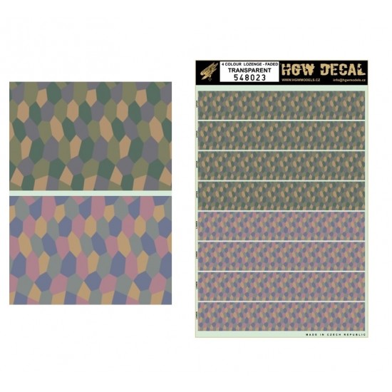 1/48 4 Colour Lozenge Decals (Transparent) w/Faded Colours &Fabric Texture (A4 Size)