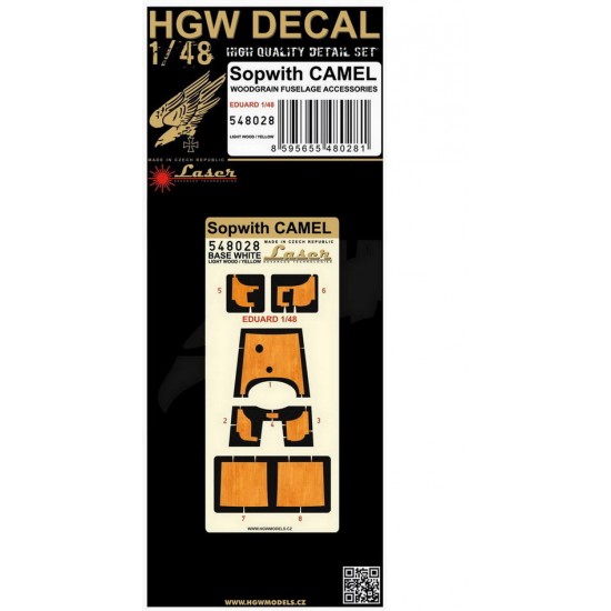 1/48 Sopwith Camel - Light Wood Decal for Eduard kits