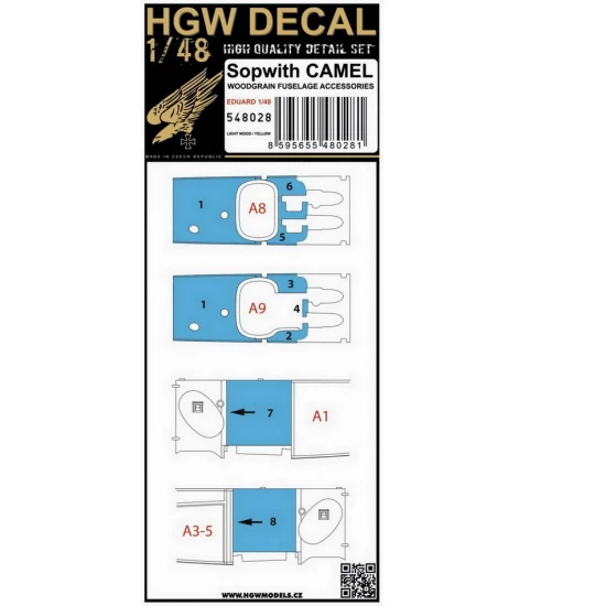 1/48 Sopwith Camel - Dark Wood Decal for Eduard kits