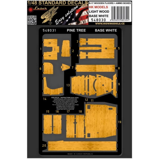 1/48 Boeing B-17 Wooden Floors & Ammo Boxes #Light Wood Decals for HK Models