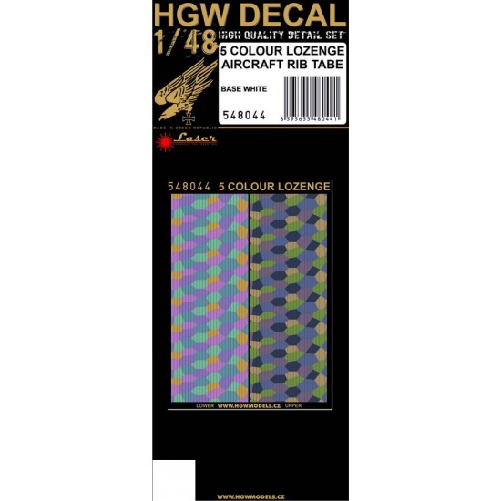 1/48 WWI Aircrafts 5 Colour Lozenge Rib Tapes (base white, straight, laser)