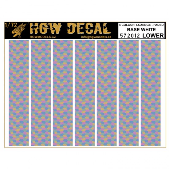 1/72 4 Colour Lozenge Lower - Base White Decals (A5)