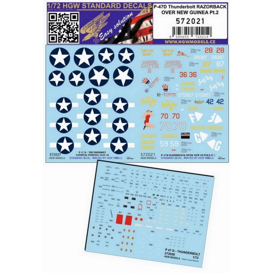 1/72 Republic P-47D Thunderbolt Razorback Over New Guinea Pt.2 Standard Decals