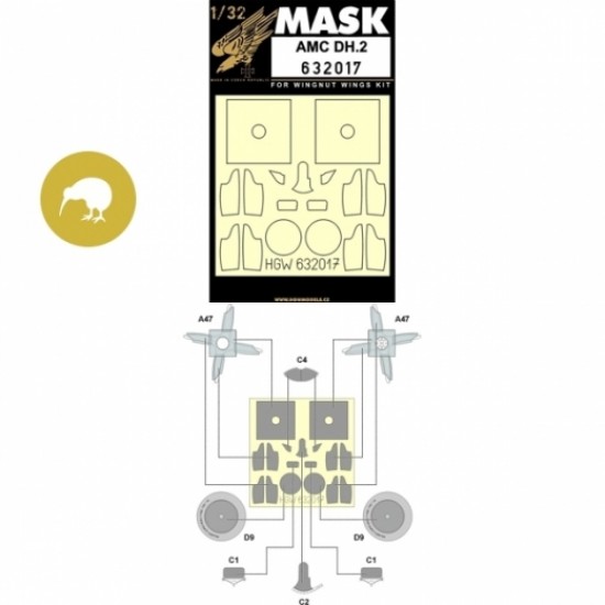 1/32 AMC DH.2 Paint Masks for Wingnut Wings kit