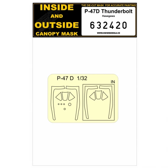 1/32 P-47D Thunderbolt Inside and Outside Canopy Masks for Hasegwa kits