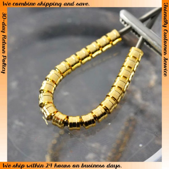 Gold Metal Pipes (Diameter: Outer - 3.0mm, Inner - 1.5mm, Length: 2.6mm) 20pcs