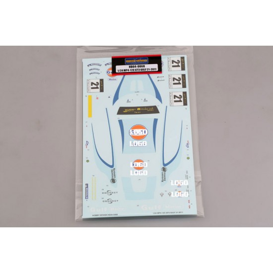 1/24 McLaren MP4-12C GT3 "Gulf" #21 Macau GT 2011 Decals for Fujimi kit