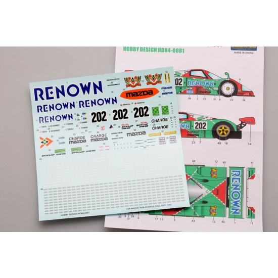 1/24 Mazda 787B "Mazdaspeed" #202 JSPC 1991 Decals for Tamiya kit