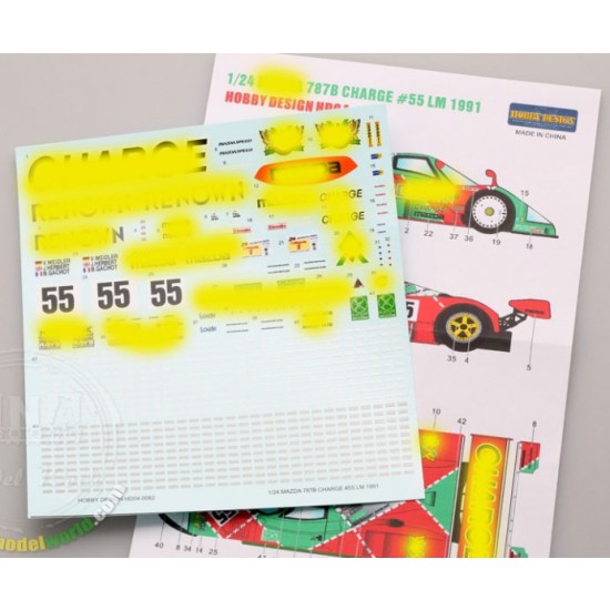 1/24 Mazda 787B Charge #55 LeMans (LM) 1991 Winner Decals for Tamiya kit